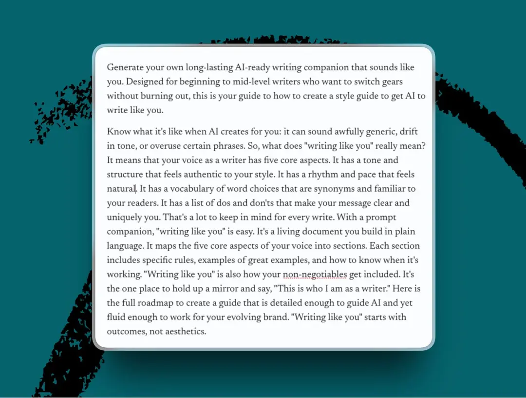 Deft’s take on a human-sounding SEO article about AI style guides is dense and full of odd constructions like “a vocabulary of word choices.”