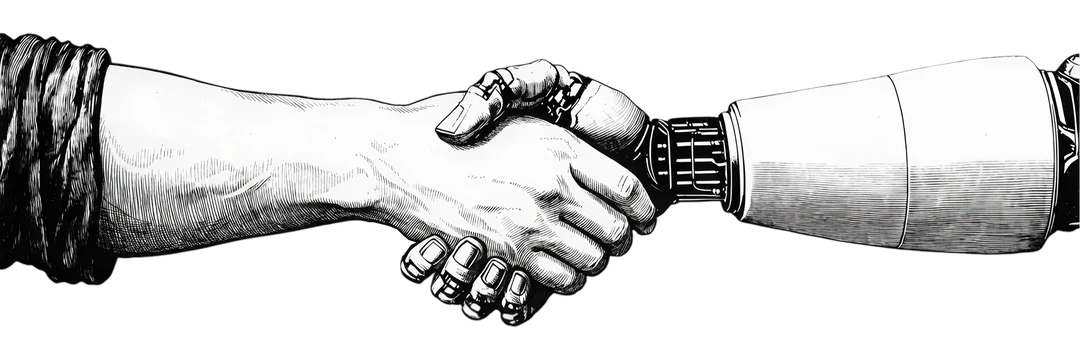 AI and Human handshake illustration